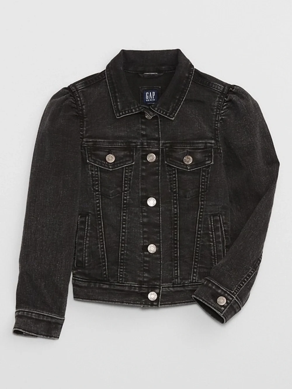 Gap Kids Puff Sleeve Icon Denim Jacket Black Size 3T